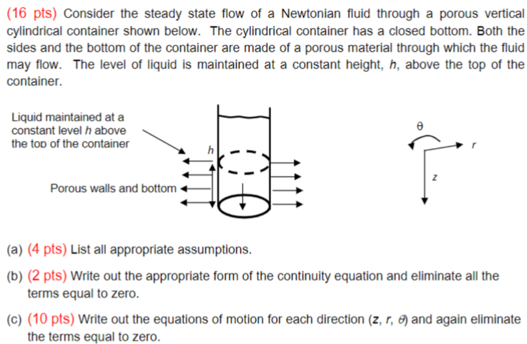 Solved (16 ﻿pts) ﻿Consider the steady state flow of a | Chegg.com