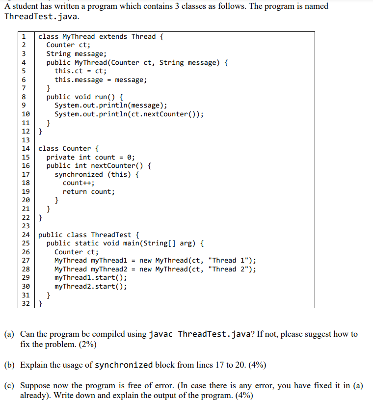 Solved A student has written a program which contains 3 | Chegg.com
