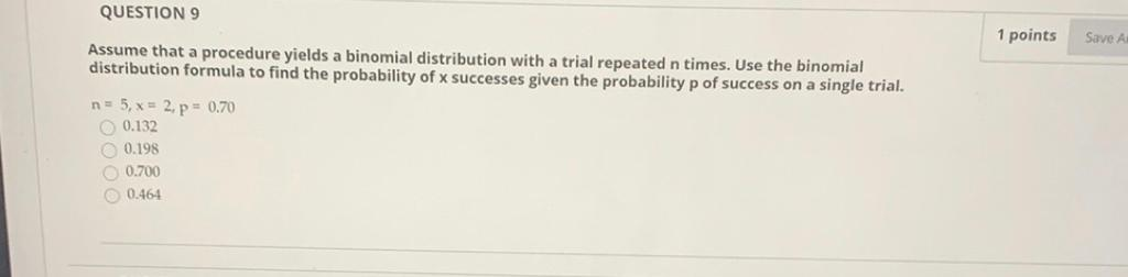 Solved QUESTION 9 1 points Save A Assume that a procedure | Chegg.com