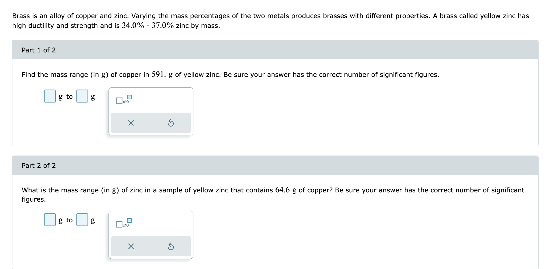 Solved Brass is an alloy of copper and zinc. Varying the | Chegg.com