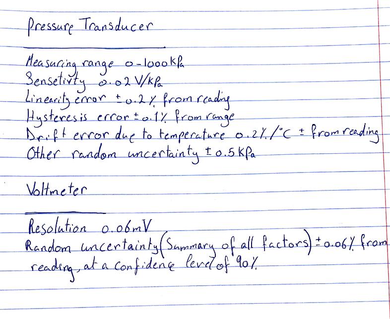 Solved Question 2 Data Of A Pressure Transducer Are Given In | Chegg.com