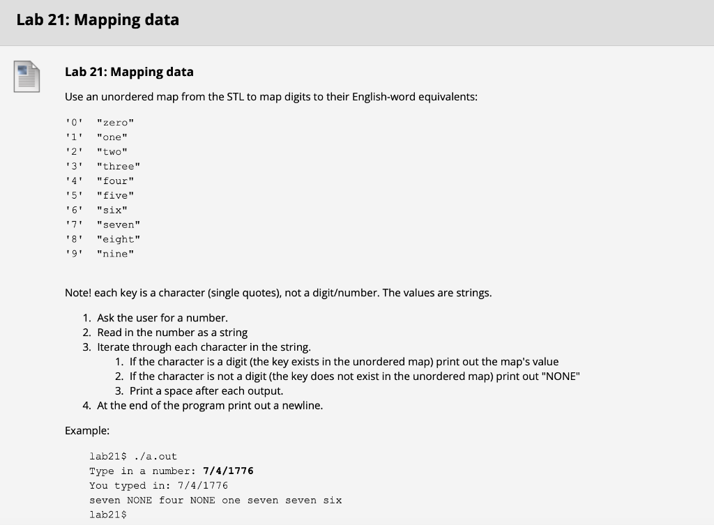 Solved Lab 21: Mapping data Lab 21: Mapping data Use an | Chegg.com