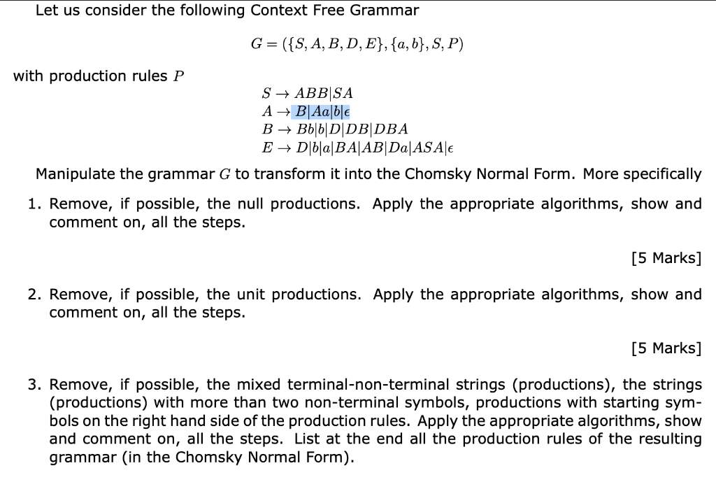 Solved Let us consider the following Context Free Grammar | Chegg.com