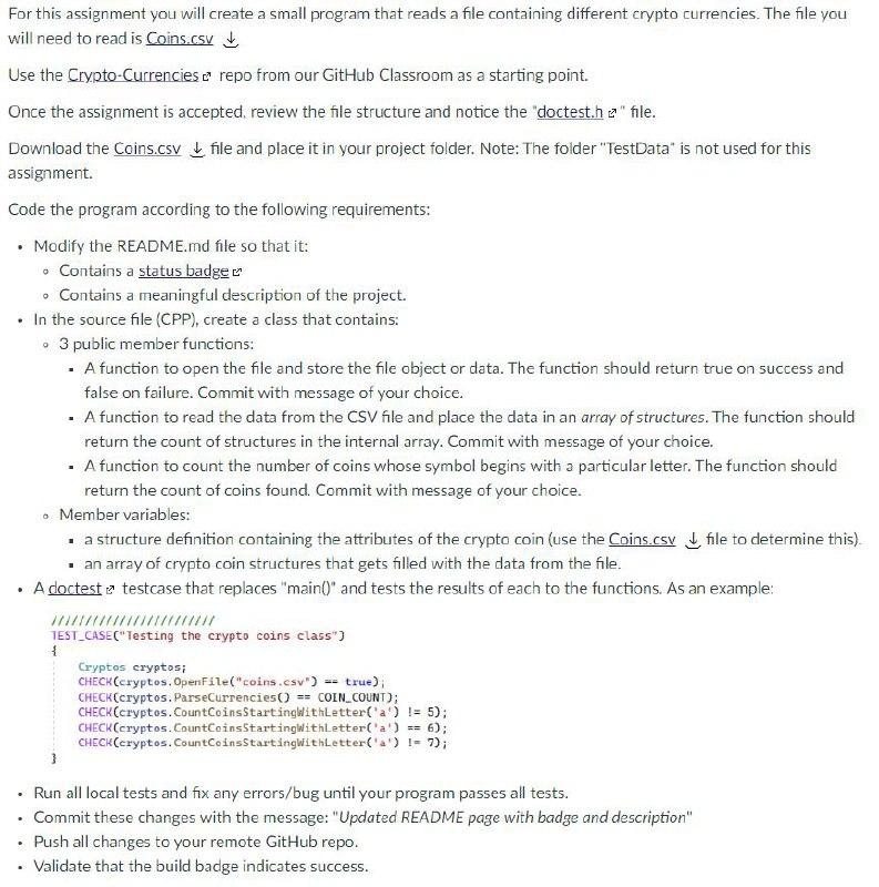 For this assignment you will create a small program | Chegg.com