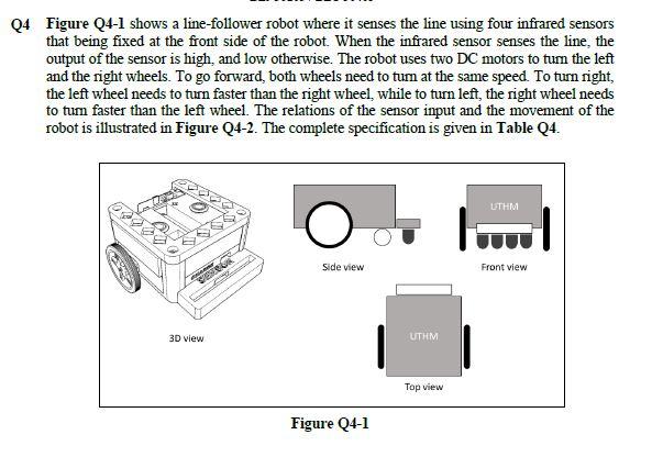 Solved Q4 Figure Q4-1 shows a line-follower robot where it | Chegg.com