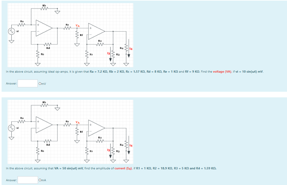 Solved Rb Ra W Re Va W Vi String R2 W Rd R4 14 W W Rc R Chegg Com