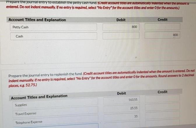 Solved Prepare the journal entry to establish the petty cash | Chegg.com