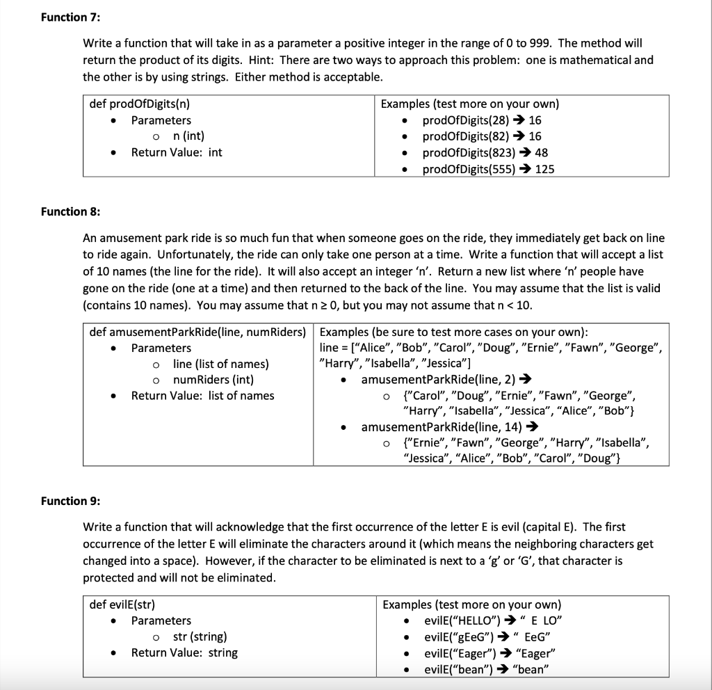 Function 7: Write a function that will take in as a | Chegg.com