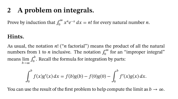 Solved 2 A Problem On Integrals Prove By Induction That Chegg Com