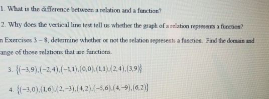 Solved 1. What is the difference between a relation and a | Chegg.com