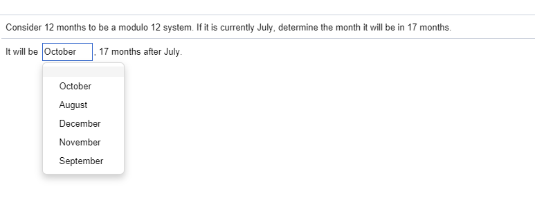 Solved Consider 12 months to be a modulo 12 system. If it is | Chegg.com