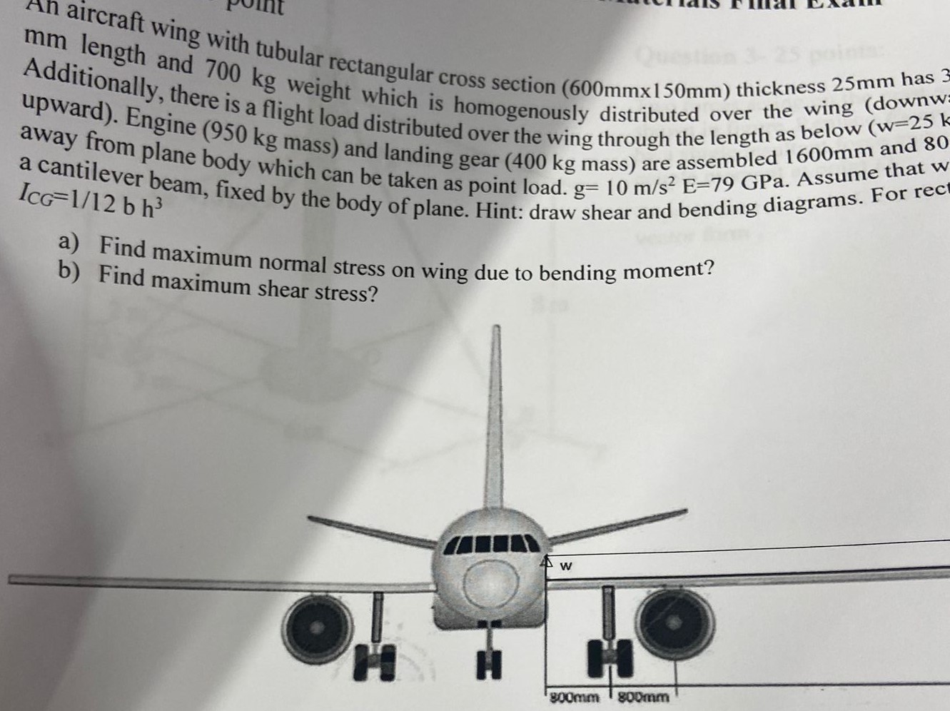 An aircraft wing with tubular rectangular cross | Chegg.com