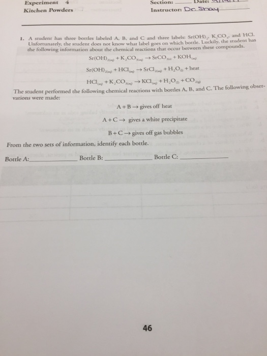 Solved A Student Has Three Bottles Labeled A. B, And C And | Chegg.com