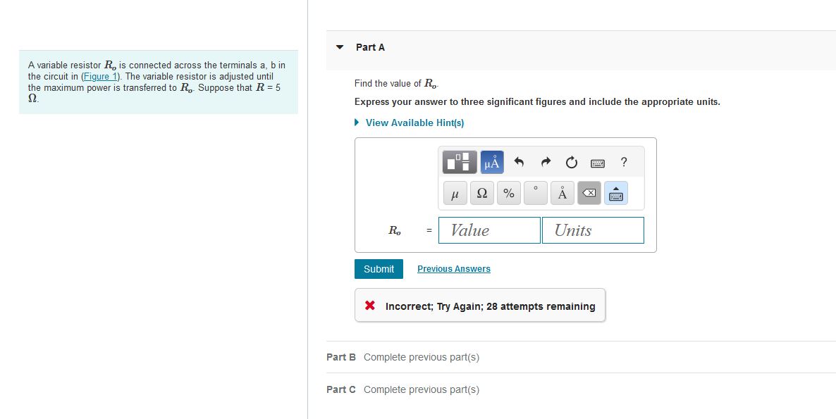 Solved A variable resistor Ro is connected across the