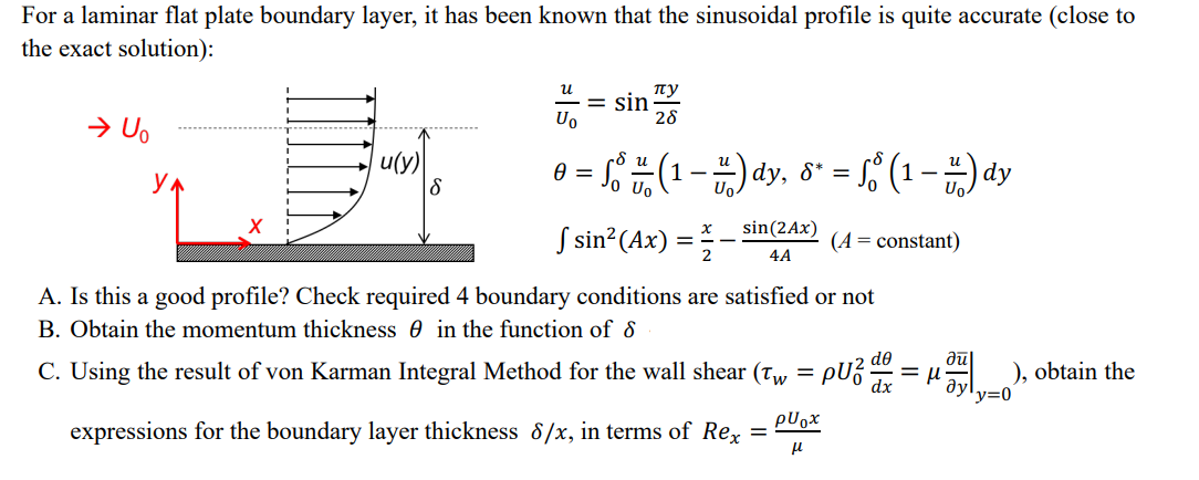 Solved For a laminar flat plate boundary layer, it has been | Chegg.com