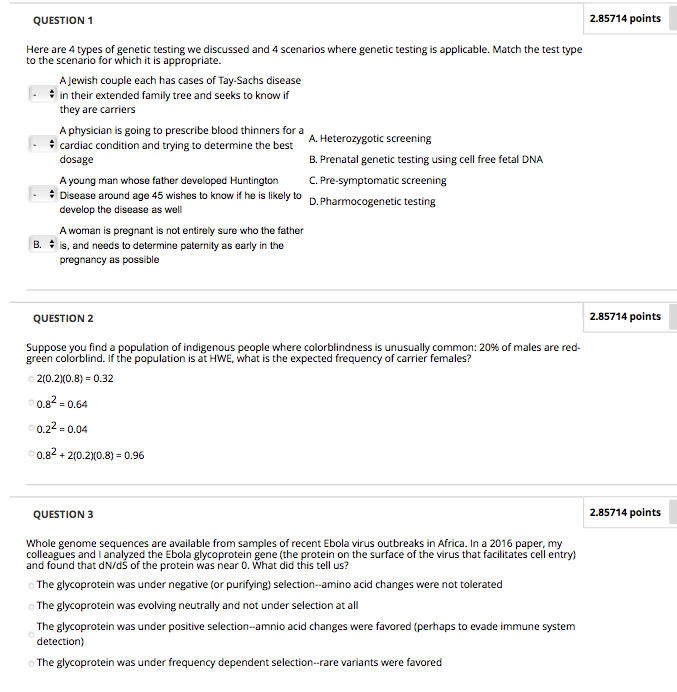 Solved QUESTION 1 2.85714 points Here are 4 types of genetic | Chegg.com