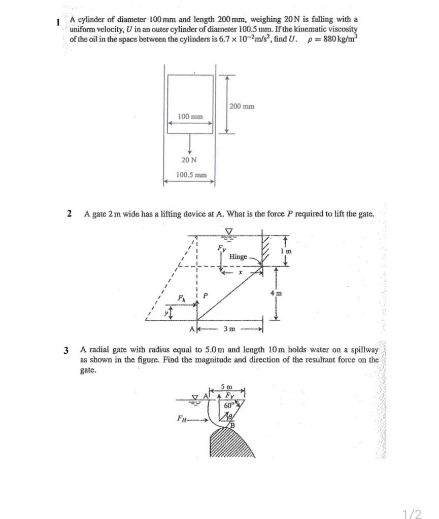Solved 1 A cylinder of diameter 100 mm and length 200 mm, | Chegg.com