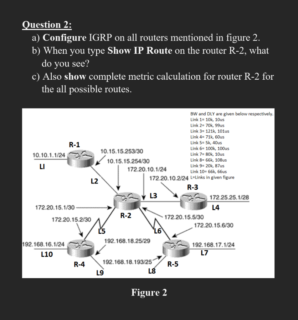 Solved Question 2 a) Configure IGRP on all routers