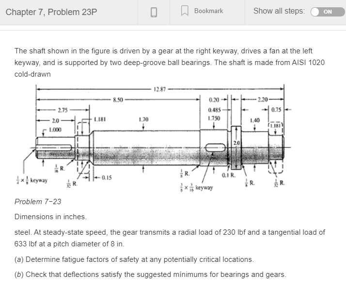 Solved the shaft shown in the figure is driven by a gear at | Chegg.com