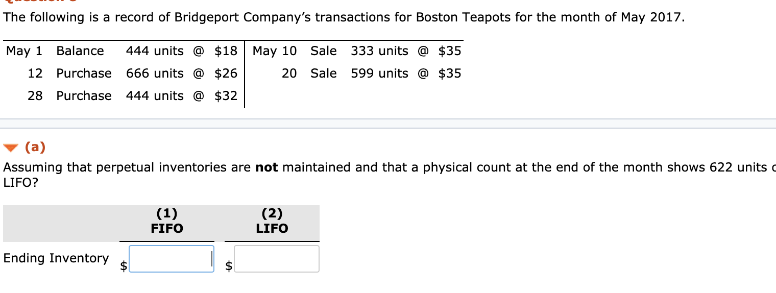 Solved The following is a record of Bridgeport Company's | Chegg.com