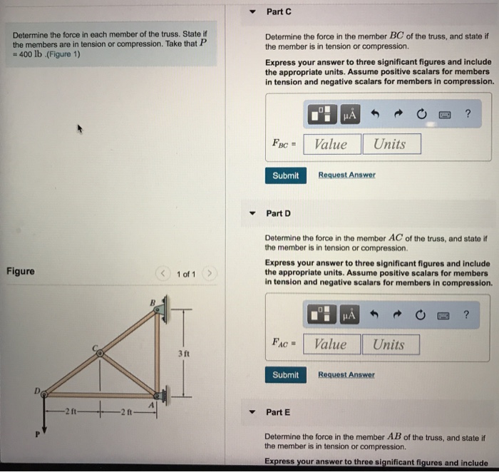 Solved Item 1 Determine the force in each member of the | Chegg.com