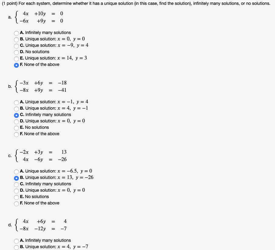 Solved (1 Point) For Each System, Determine Whether It Has A | Chegg.com