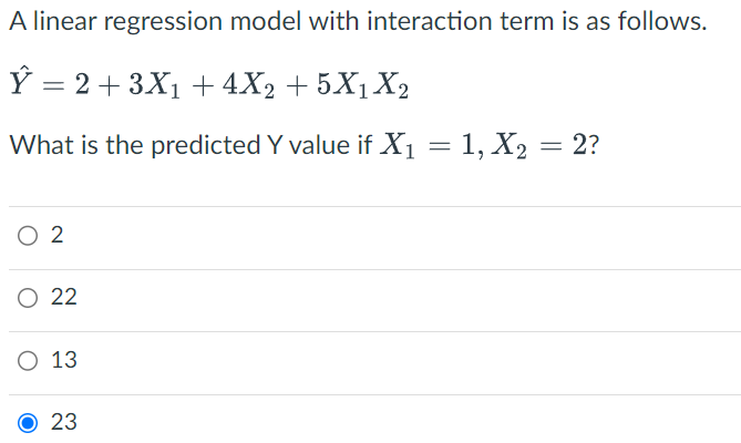 Solved A linear regression model with interaction term is as | Chegg.com