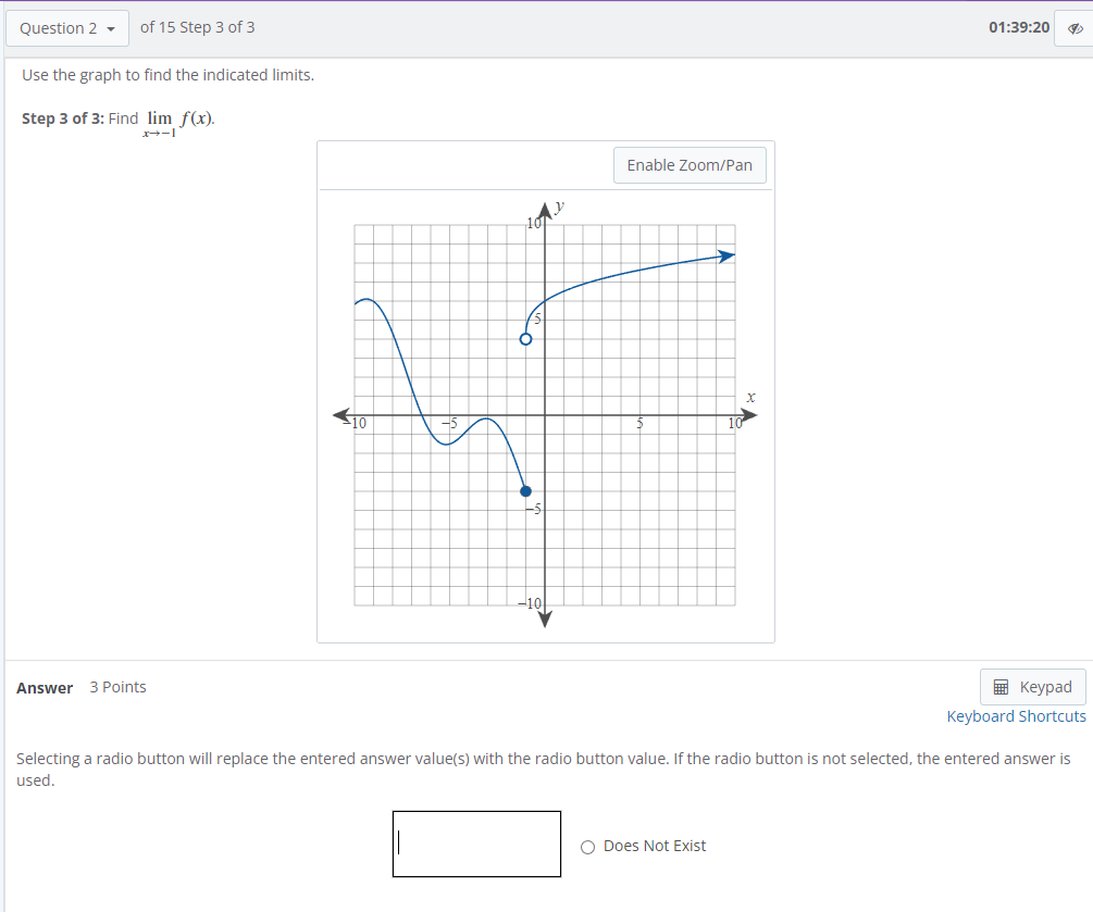 Solved Use the graph to find the indicated limits. Step 1 of | Chegg.com