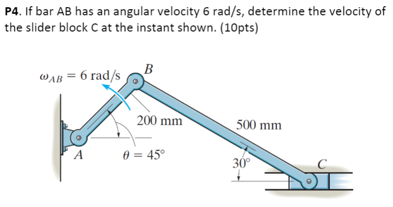 Solved If bar AB has an angular velocity 6 rad/s, determine | Chegg.com