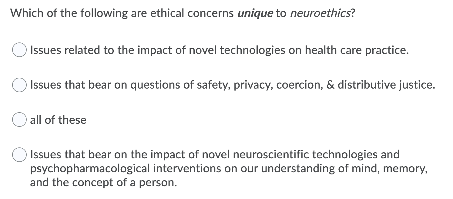 Solved Which Of The Following Are Ethical Concerns Unique To | Chegg.com