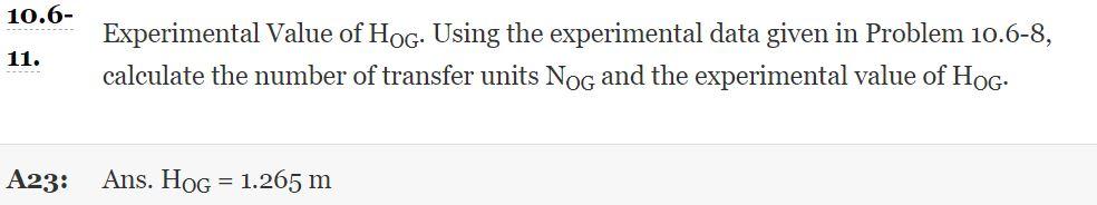 10.6- 11. Experimental Value of Hog. Using the | Chegg.com