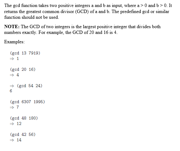 Solved The Gcd Function Takes Two Positive Integers A And B | Chegg.com