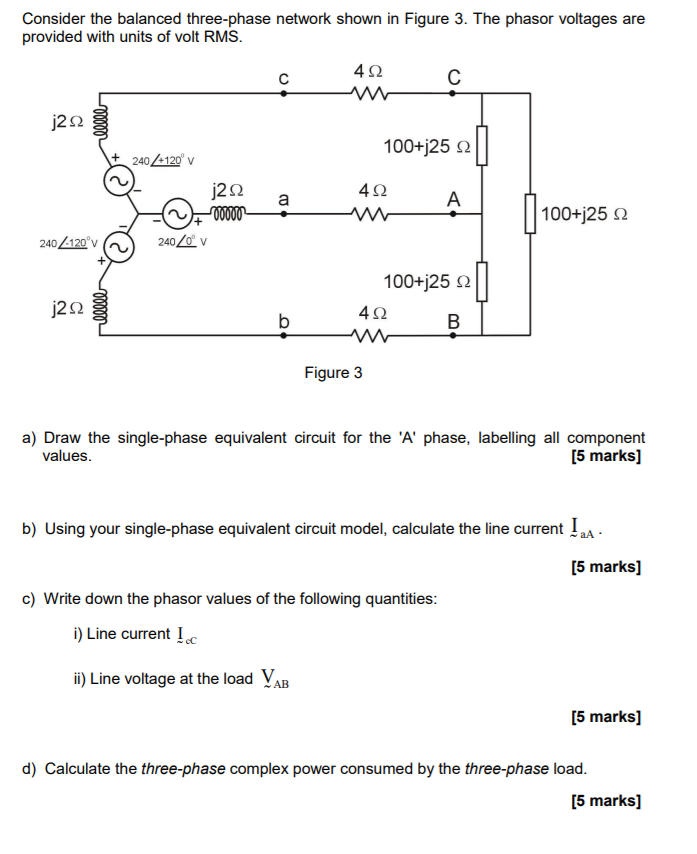 Solved Consider the balanced three-phase network shown in | Chegg.com