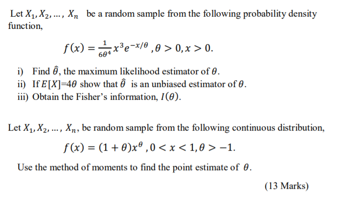 Solved Let X1 X2 Be A Random Sample From The Fo Chegg Com