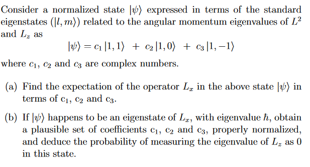 Solved Consider a normalized state [V) expressed in terms of | Chegg.com