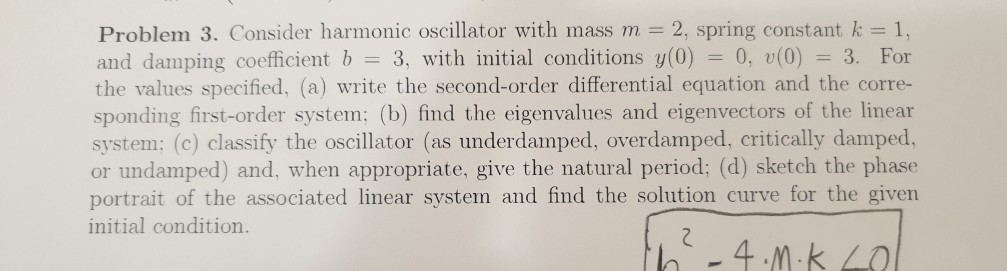 Solved Problem 3. Consider harmonic oscillator with mass m | Chegg.com