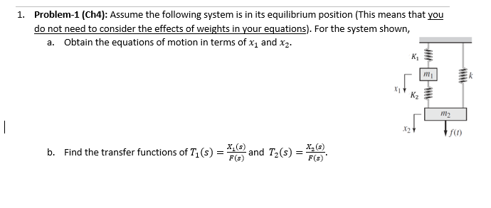 Solved 1. Problem-1 (Ch4): Assume the following system is in | Chegg.com