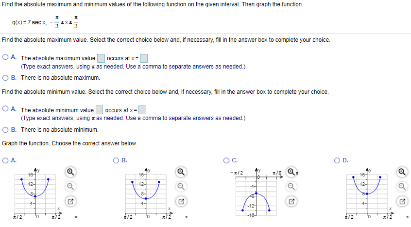 Solved Find the absolute maximum and minimum values of the | Chegg.com