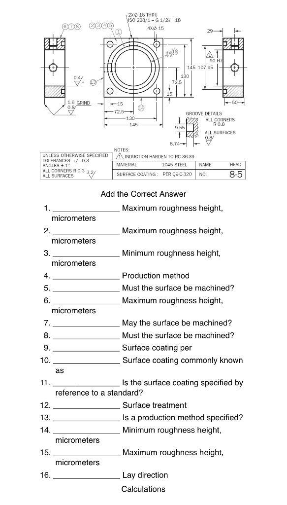 Solved 1. Maximum roughness height, micrometers 2. Maximum
