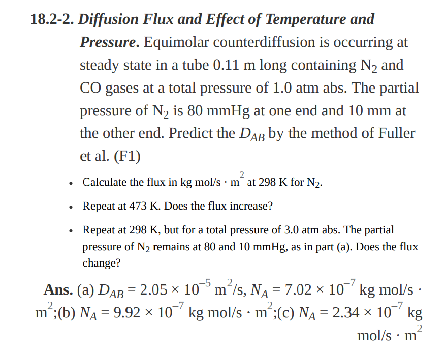 Solved 2-2. Diffusion Flux and Effect of Temperature and | Chegg.com