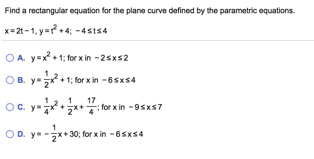 Solved Find a rectangular equation for the plane curve | Chegg.com