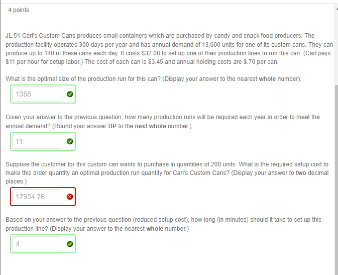 Solved JL.51 Carl's Custom Cans produces small containers