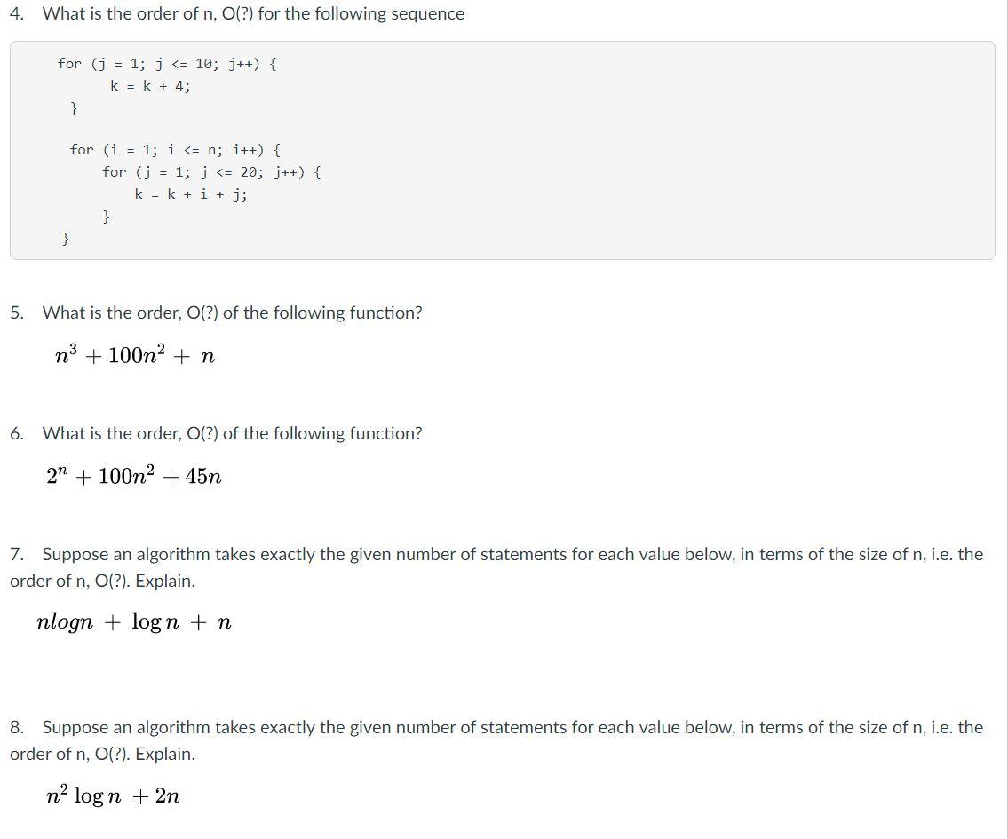 Solved Big O Notation / Worst Case Equation About | Chegg.com