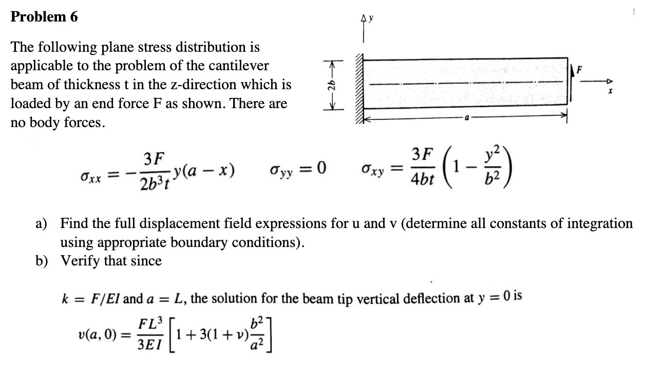 Problem 6 The following plane stress distribution is | Chegg.com