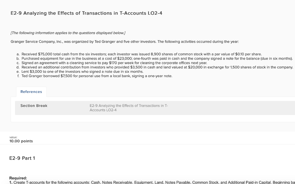 Solved E2-9 Analyzing the Effects of Transactions in | Chegg.com