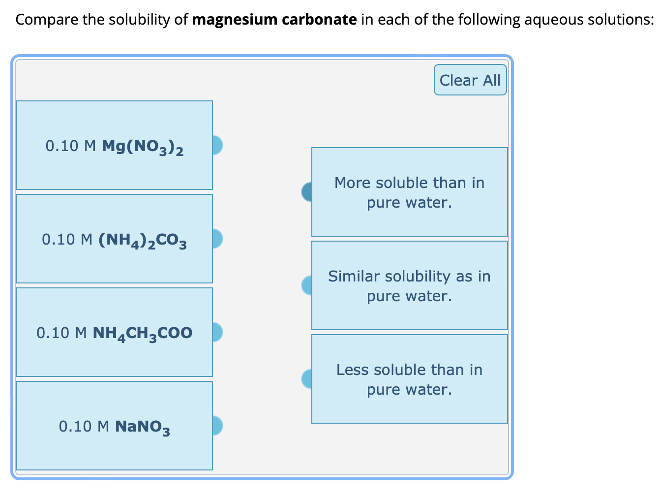 Solved Compare the solubility of magnesium carbonate in each