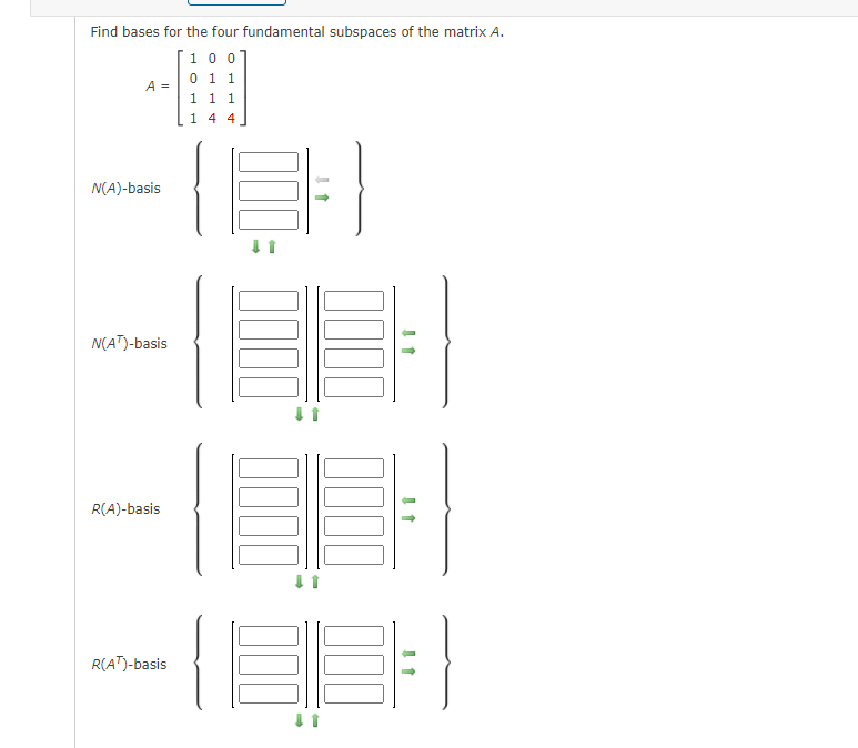 Solved Find Bases For The Four Fundamental Subspaces Of The | Chegg.com