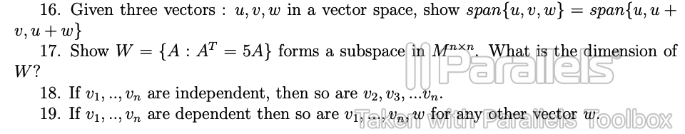 Solved 16. Given three vectors : u,v,w in a vector space, | Chegg.com