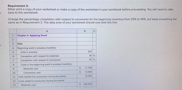 Solved Chapter 4: Applying Excel: Excel Worksheet (Part 1 of | Chegg.com