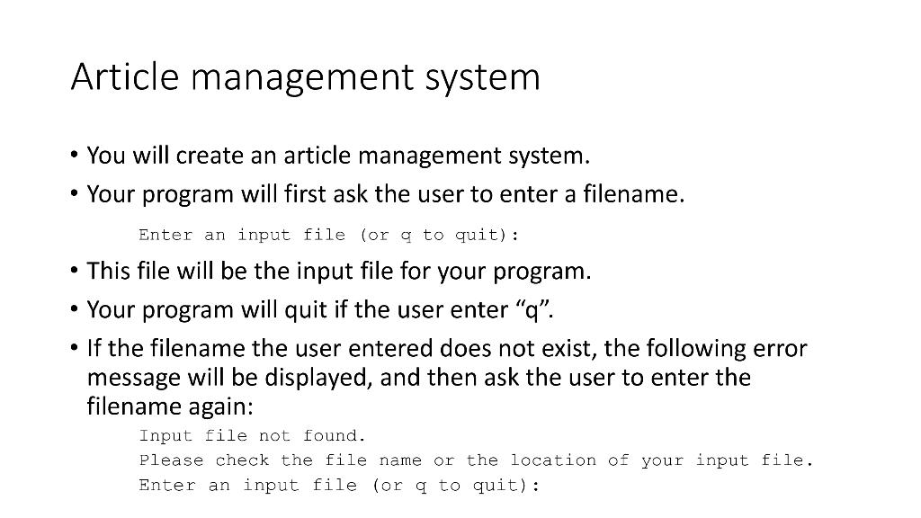 Solved Article management system • You will create an | Chegg.com